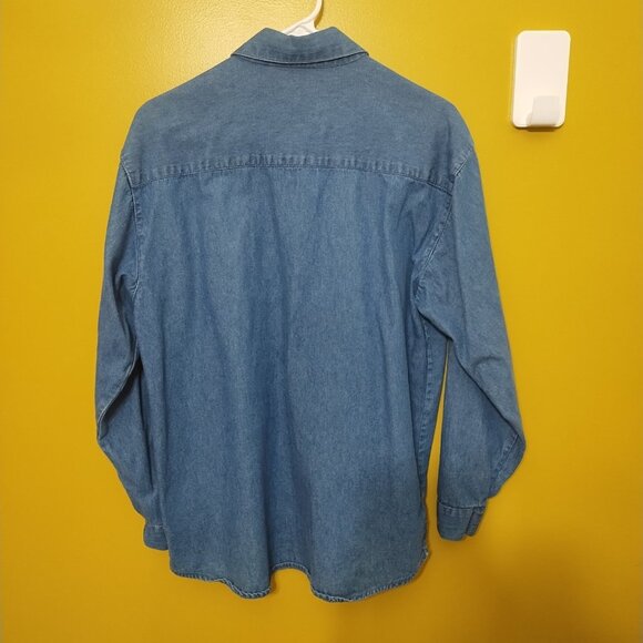 VTG 90s Casual Corner Embroidered Floral Lng Slv Button Up Denim Shirt S Cottage - Picture 6 of 6
